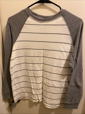 C) Faded Glory Boys Striped Crewneck Tee - White & Gray